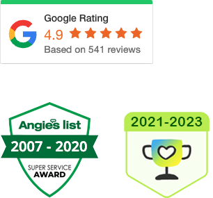 Google Rating - 5 star, Angie's List Super Service Award